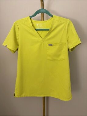 FIGS V-Neck Scrub Top in Lime Green